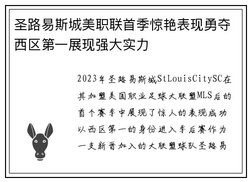 圣路易斯城美职联首季惊艳表现勇夺西区第一展现强大实力